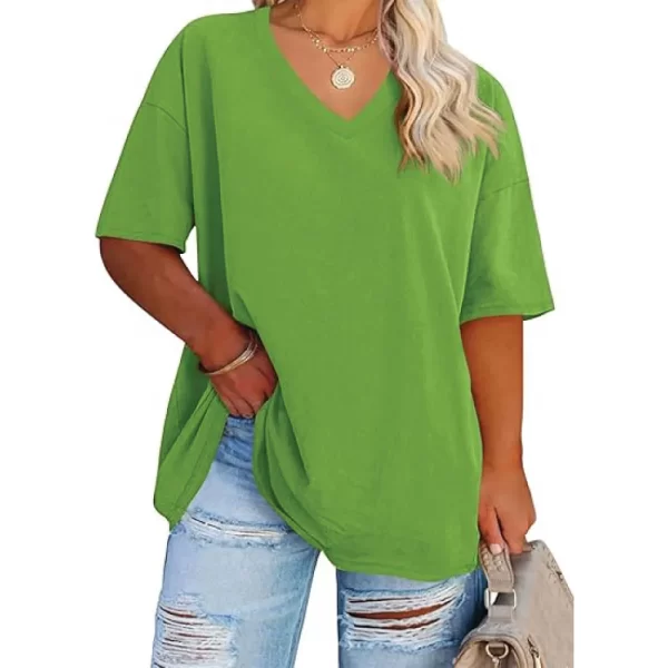 Women's Casual Oversized V-Neck Half Sleeve T-Shirt