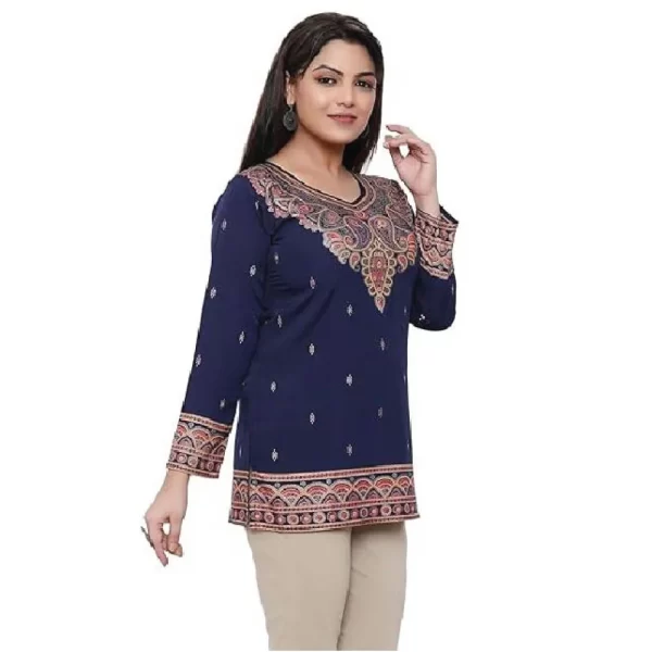Navy blue embroidered ethnic short kurti