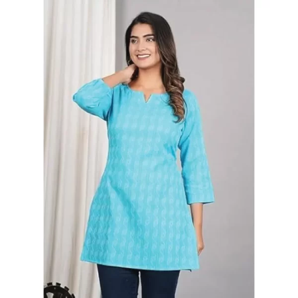 Sky blue textured women's kurti