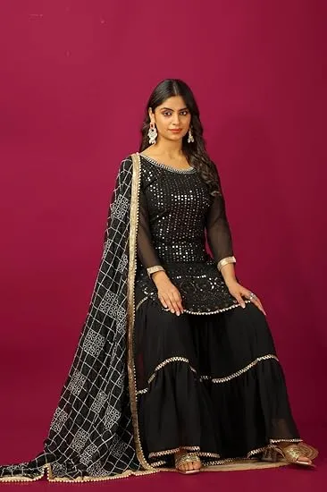 Black Embroidered Women's Ethnic Lehenga Set