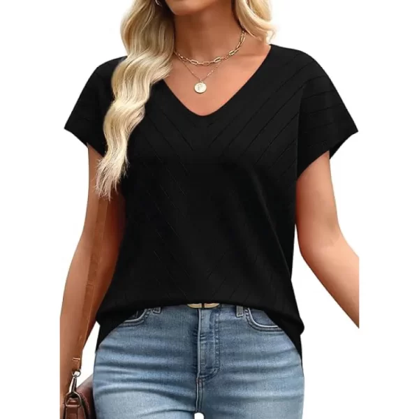 Women's Classic Black V-Neck Casual T-Shirt