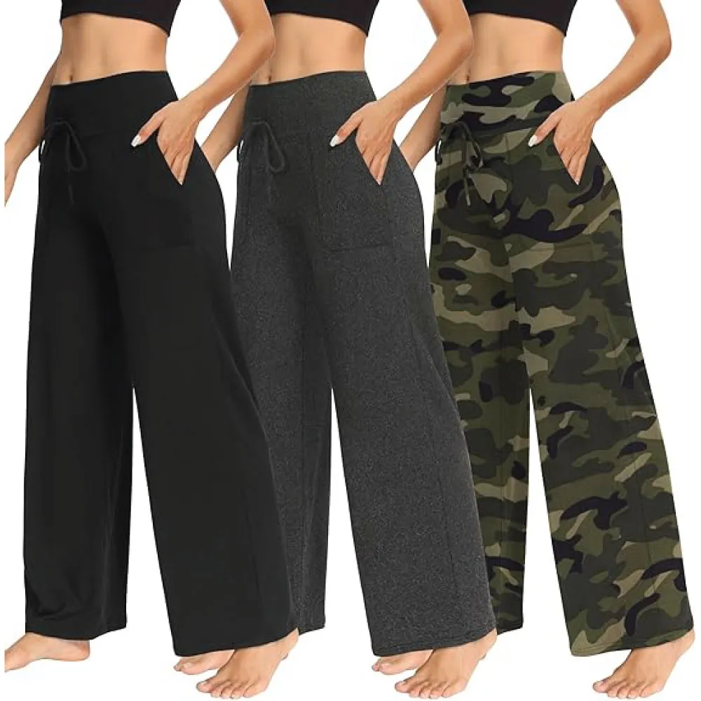 Women's Casual Wide-Leg Drawstring Lounge Lowers