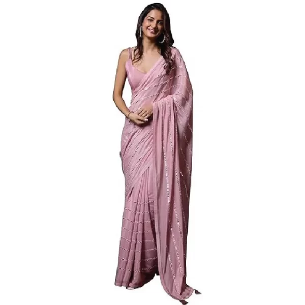 Blush pink embellished saree